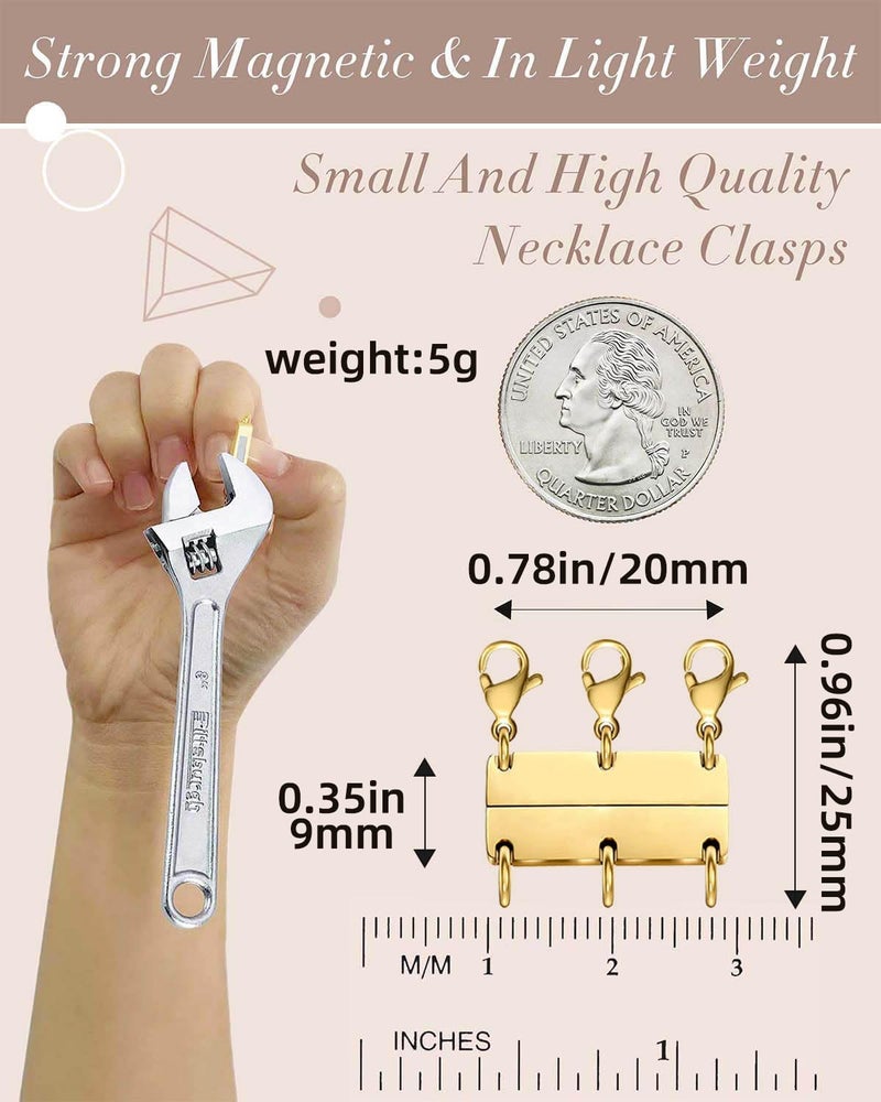 OHINGLT Layered Necklace Clasp Magnetic 18K Gold and Silver Necklace Separator for Layering, Multiple Necklace Clasps and Closures for Women - Image 4
